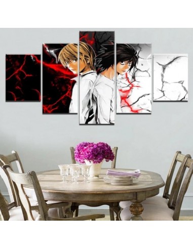 Tableau Death Note Light & L Cadre Toile basket pas cher