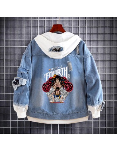 Veste à Capuche en Jean One Piece Luffy Gear 4 ou a consommer sur place