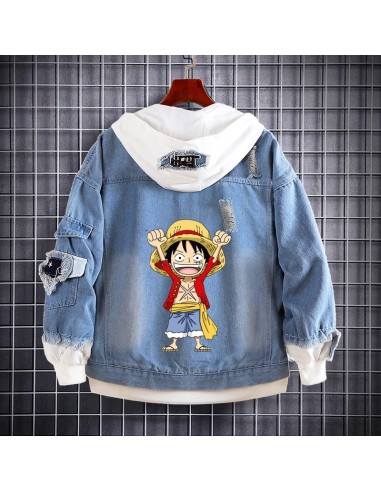 Veste à Capuche en Jean One Piece Luffy Pour